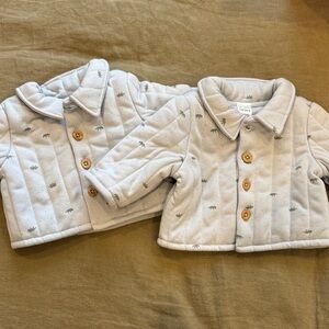 Carter's Light Gray Quilted Jackets with Dinosaur Print